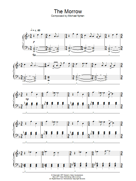 Learn to play Michael Nyman The Morrow (from Gattaca) sheet music for Piano Solo in minutes. Price: 7.8900$ Michael Nyman The Morrow (from Gattaca) sheet music notes and chords arranged for Piano Solo
