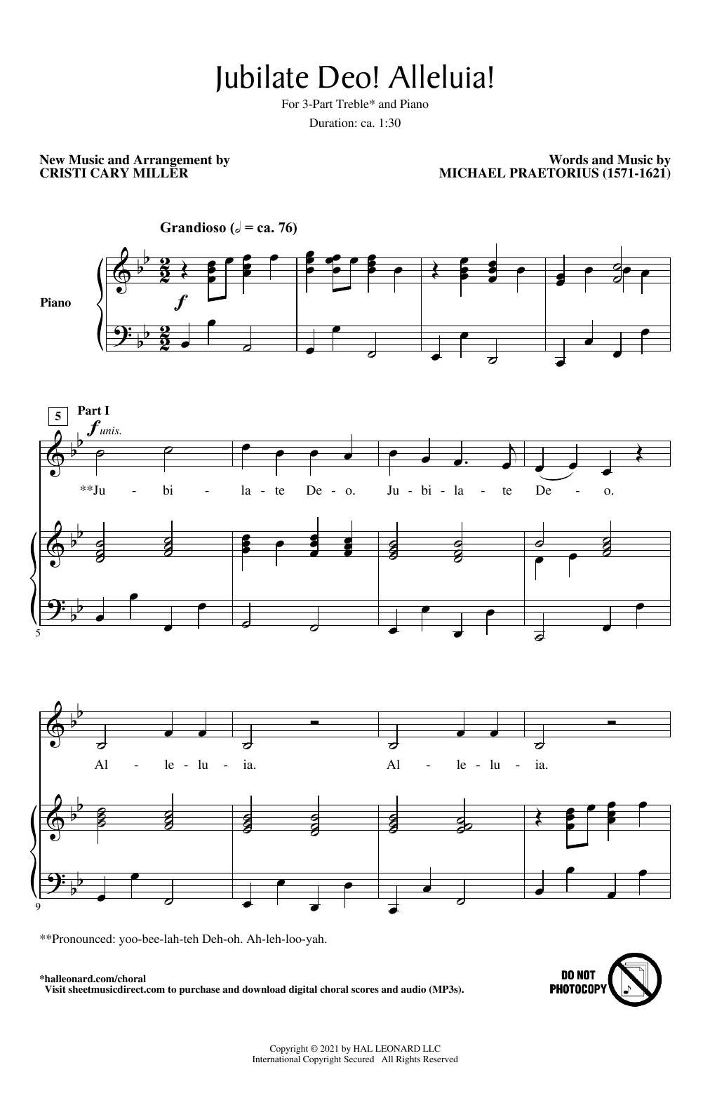 Michael Praetorious Jubilate Deo! Alleluia! (arr. Cristi Cary Miller) sheet music notes and chords. Download Printable PDF.