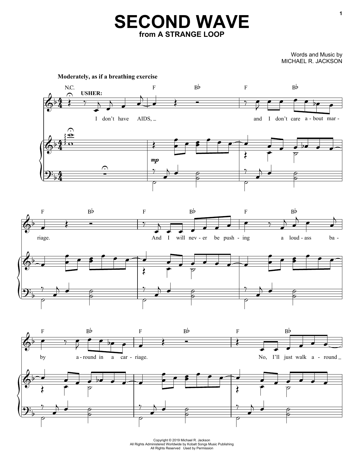 Michael R. Jackson Second Wave (from A Strange Loop) sheet music notes and chords. Download Printable PDF.