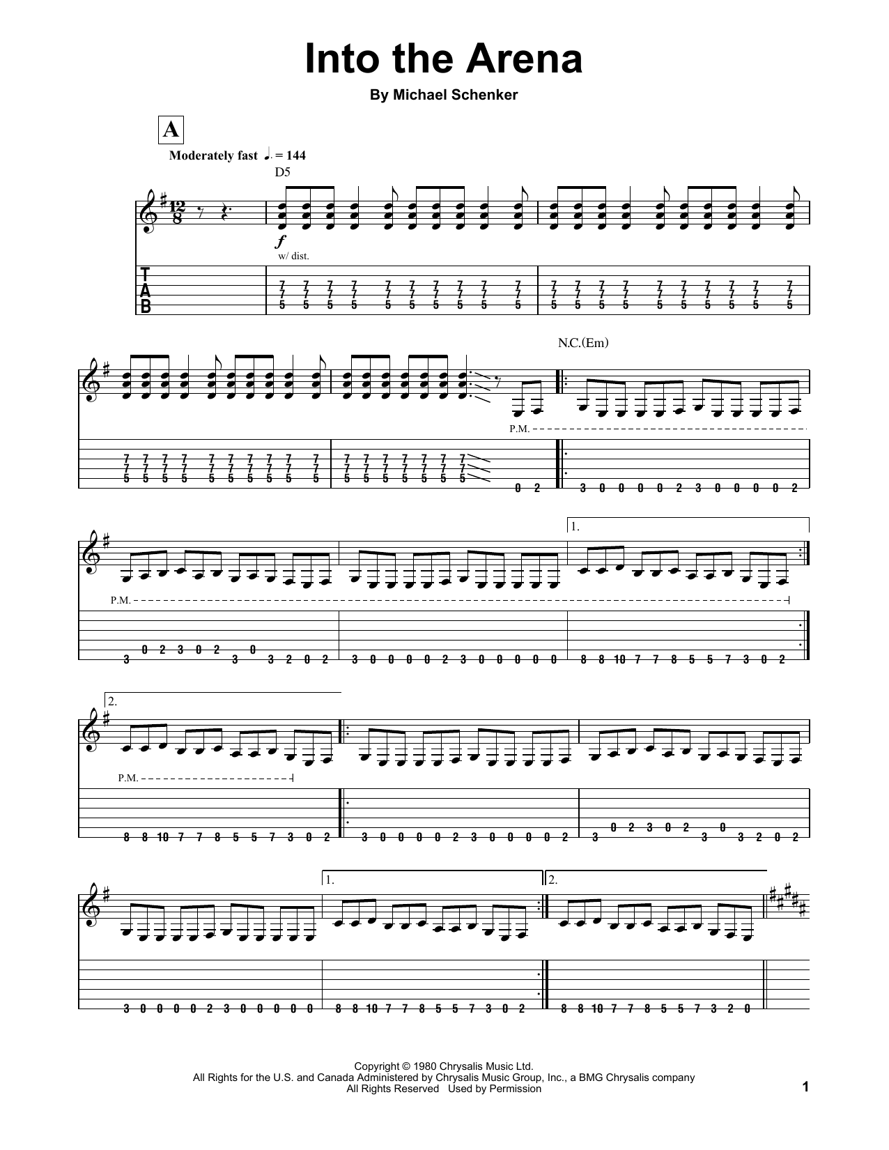 Michael Schenker Group Into The Arena sheet music notes and chords. Download Printable PDF.