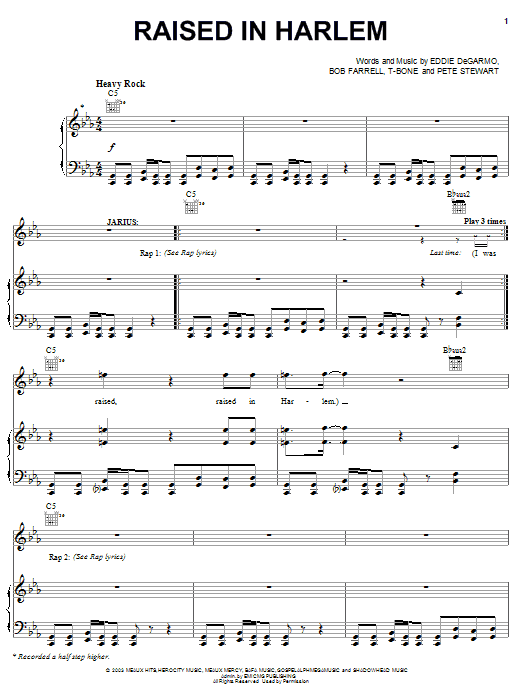 Michael Tait Raised In Harlem sheet music notes and chords arranged for Piano, Vocal & Guitar Chords (Right-Hand Melody)