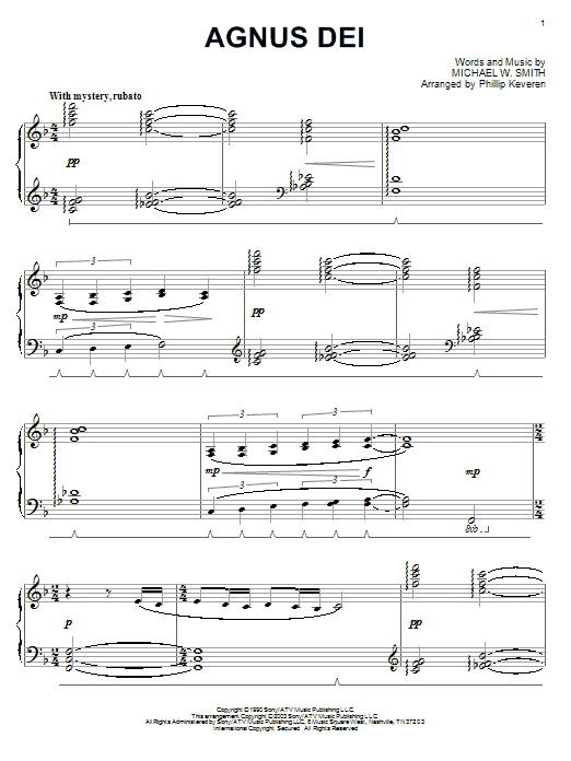 Michael W. Smith Agnus Dei sheet music notes and chords. Download Printable PDF.