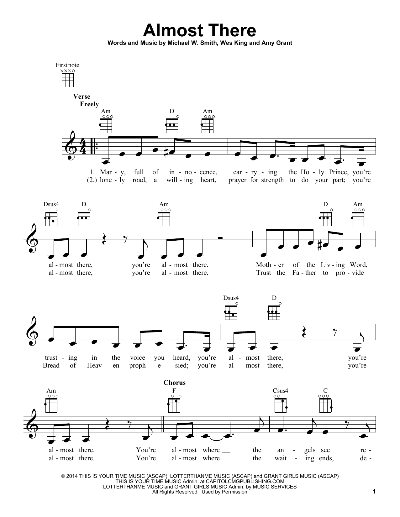 Michael W. Smith Almost There (feat. Amy Grant) sheet music notes and chords. Download Printable PDF.