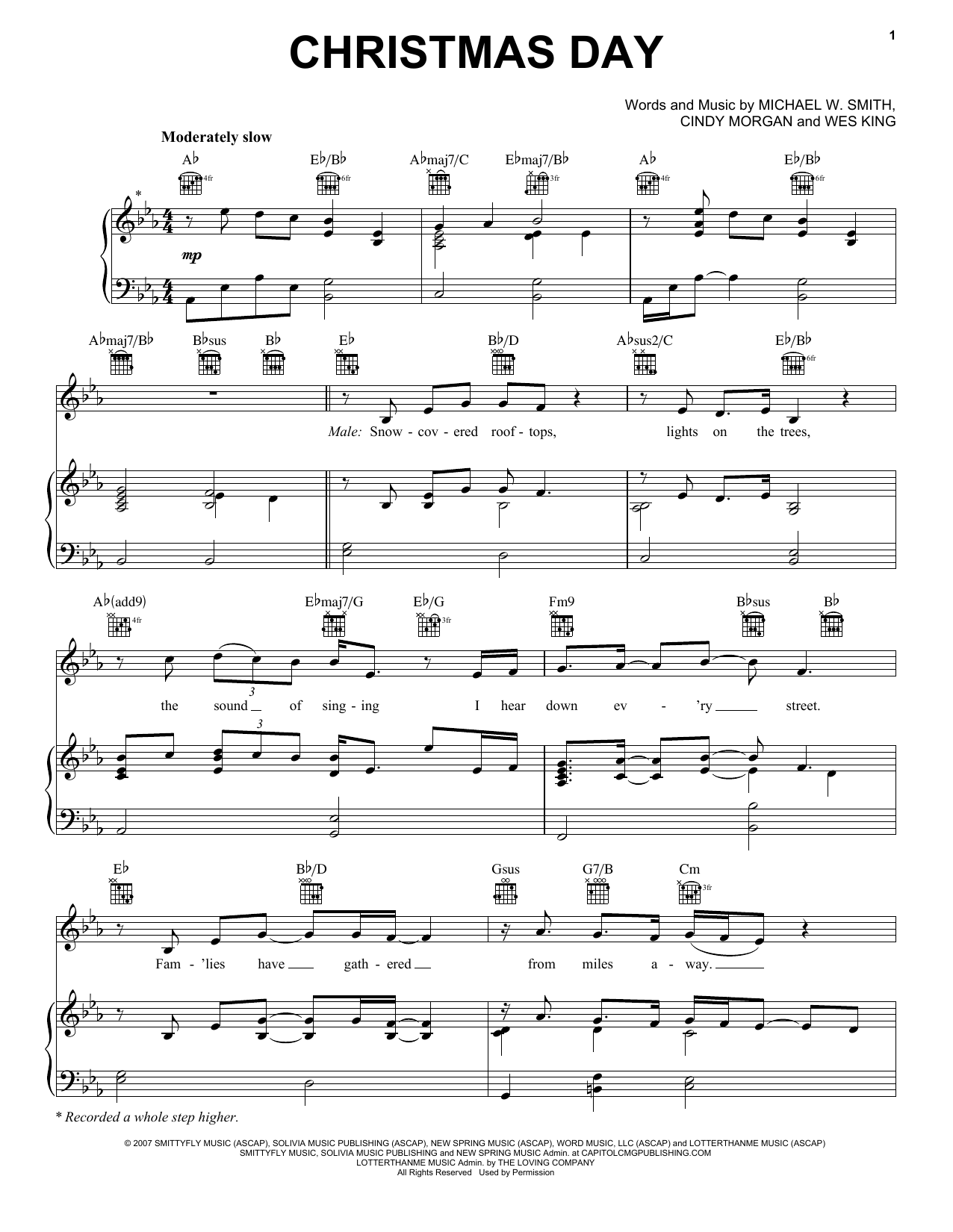 Michael W. Smith Christmas Day sheet music notes and chords. Download Printable PDF.