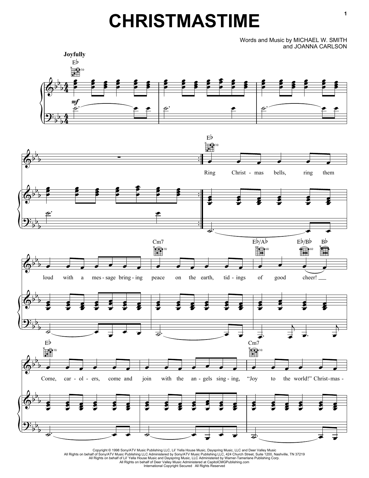 Michael W. Smith Christmastime sheet music notes and chords. Download Printable PDF.