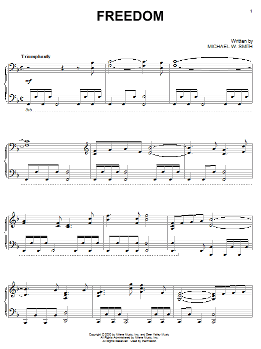 Michael W. Smith Freedom sheet music notes and chords arranged for Piano Solo