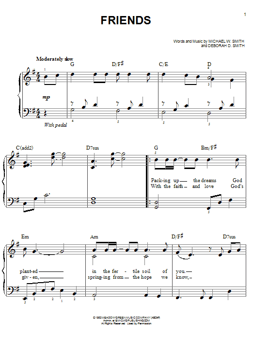 Michael W. Smith Friends sheet music notes and chords. Download Printable PDF.