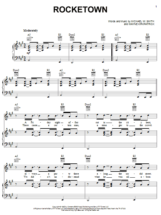 Michael W. Smith Rocketown sheet music notes and chords arranged for Piano, Vocal & Guitar Chords (Right-Hand Melody)