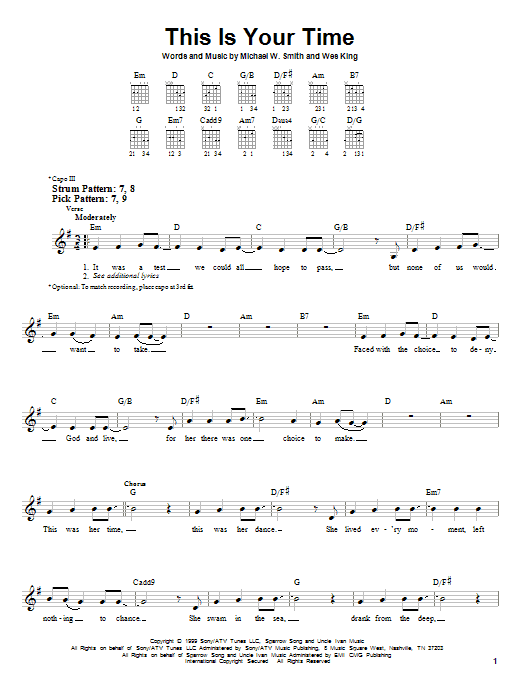 Michael W. Smith This Is Your Time sheet music notes and chords. Download Printable PDF.