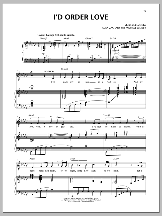 Michael Weiner I'd Order Love sheet music notes and chords. Download Printable PDF.