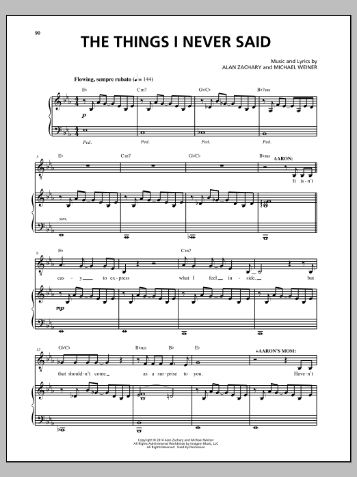 Learn to play Michael Weiner The Things I Never Said sheet music for Piano & Vocal in minutes. Price: 7.8900$ Michael Weiner The Things I Never Said sheet music notes and chords arranged for Piano & Vocal
