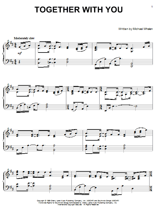 Learn to play Michael Whalen Together With You sheet music for Piano Solo in minutes. Price: 7.8900$ Michael Whalen Together With You sheet music notes and chords arranged for Piano Solo
