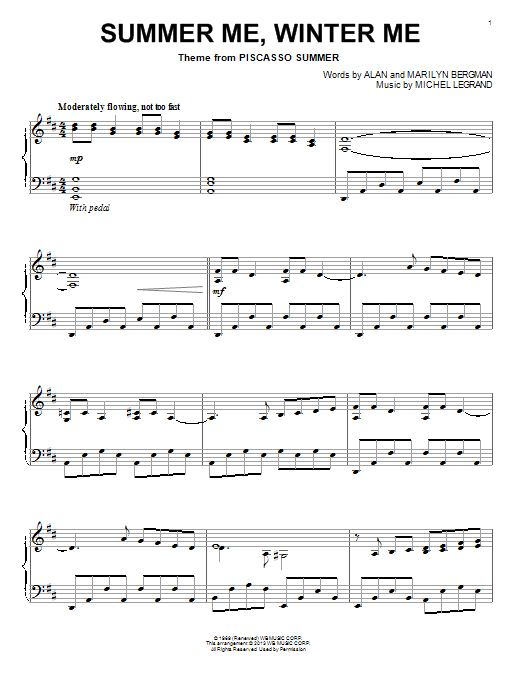 Learn to play Michel Legr Summer Me, Winter Me sheet music for Piano Solo in minutes. Price: 7.8900$ Michel Legr Summer Me, Winter Me sheet music notes and chords arranged for Piano Solo