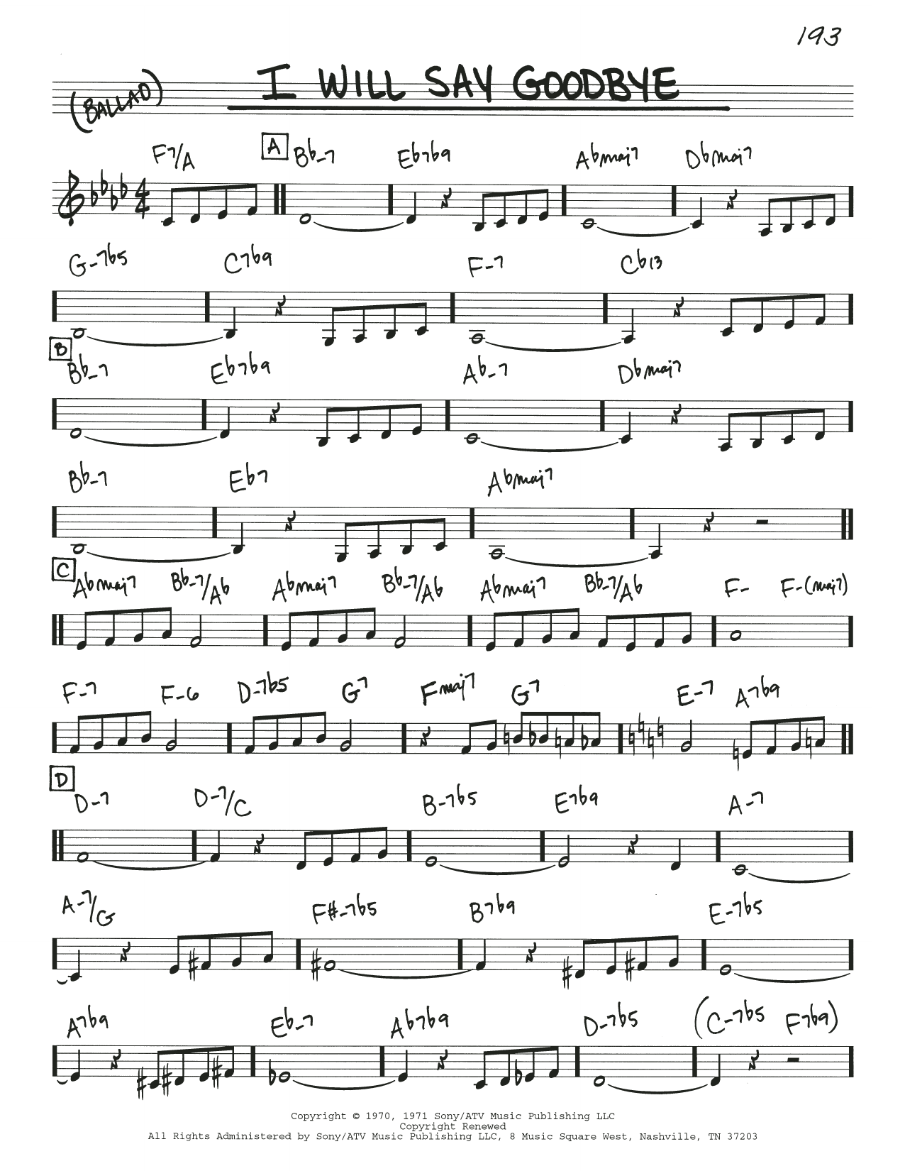 Learn to play Michel LeGrand I Will Say Goodbye sheet music for Real Book – Melody & Chords in minutes. Price: 5.9900$ Michel LeGrand I Will Say Goodbye sheet music notes and chords arranged for Real Book – Melody & Chords