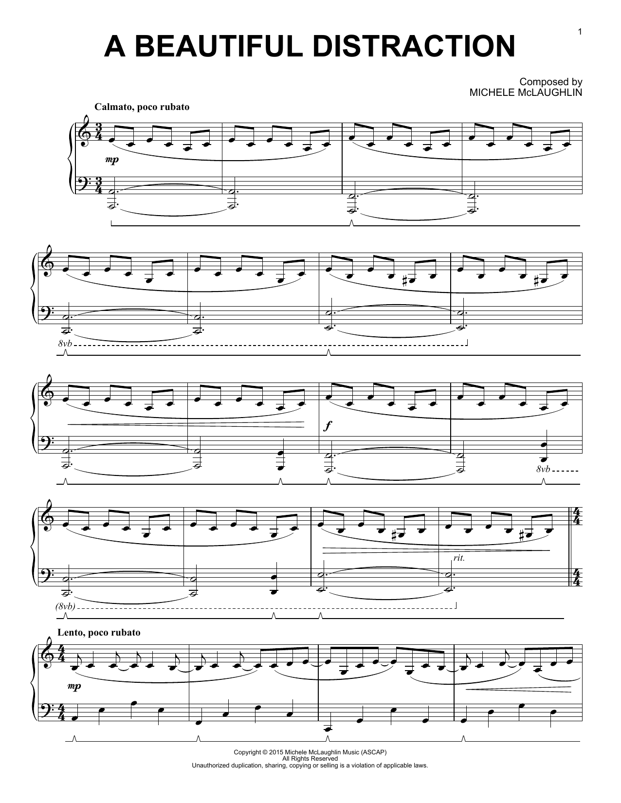 Michele McLaughlin A Beautiful Distraction sheet music notes and chords. Download Printable PDF.