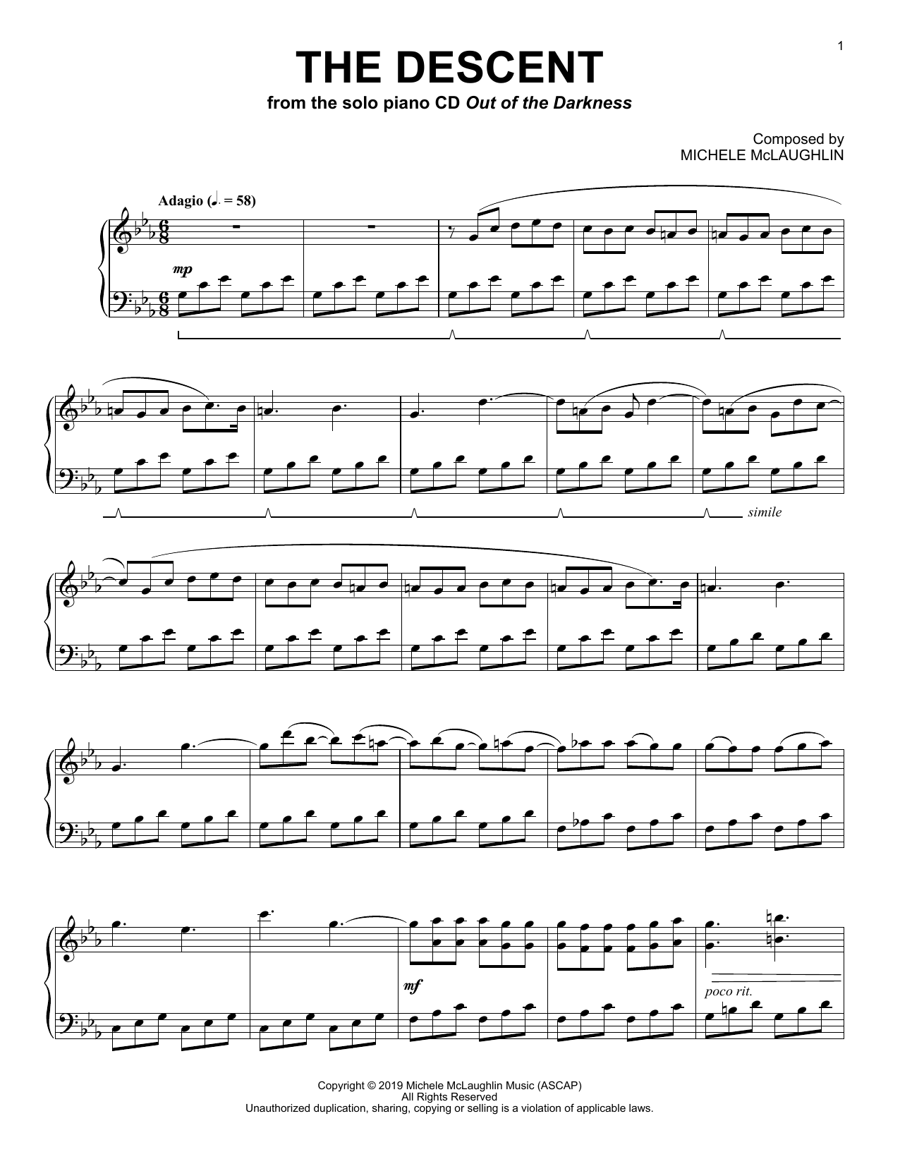 Michele McLaughlin The Descent sheet music notes and chords. Download Printable PDF.