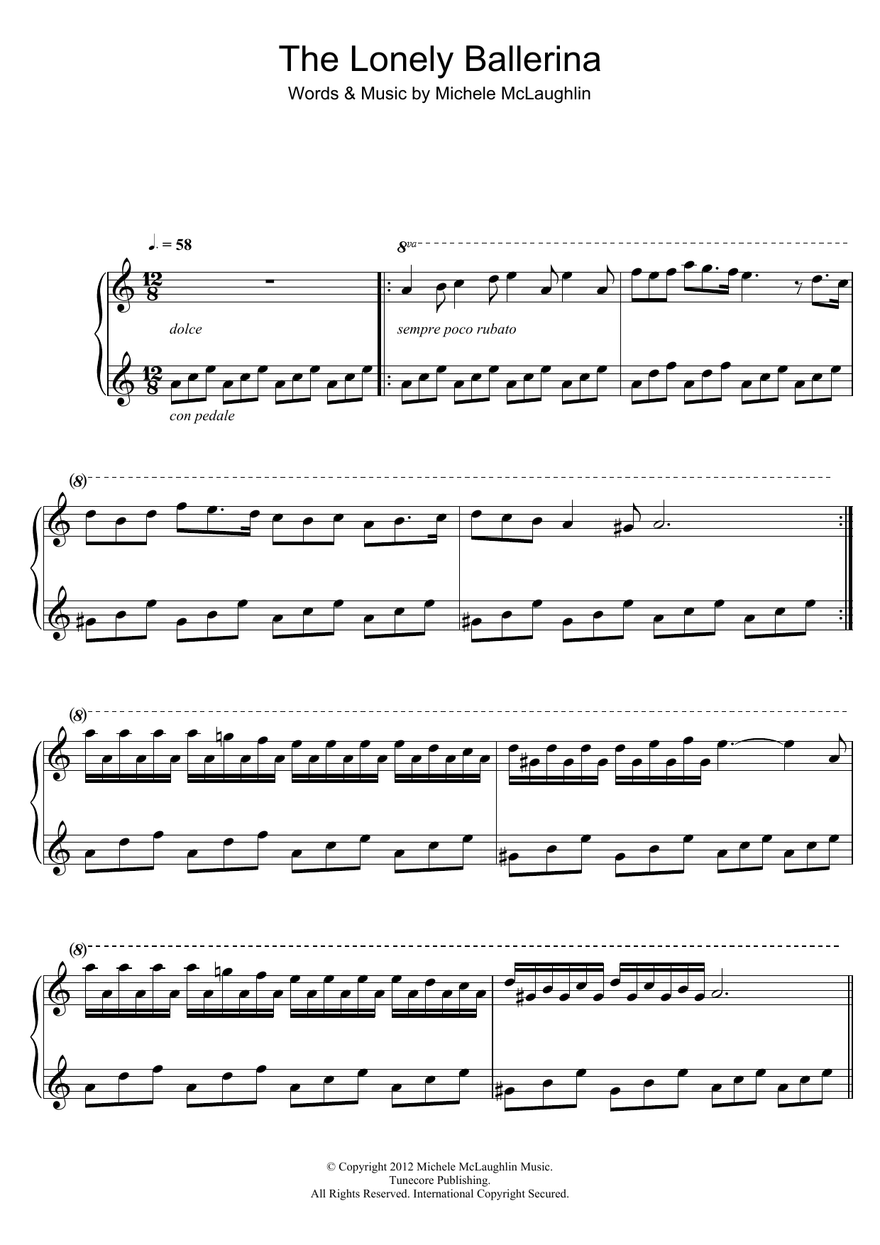 Michele McLaughlin The Lonely Ballerina sheet music notes and chords. Download Printable PDF.