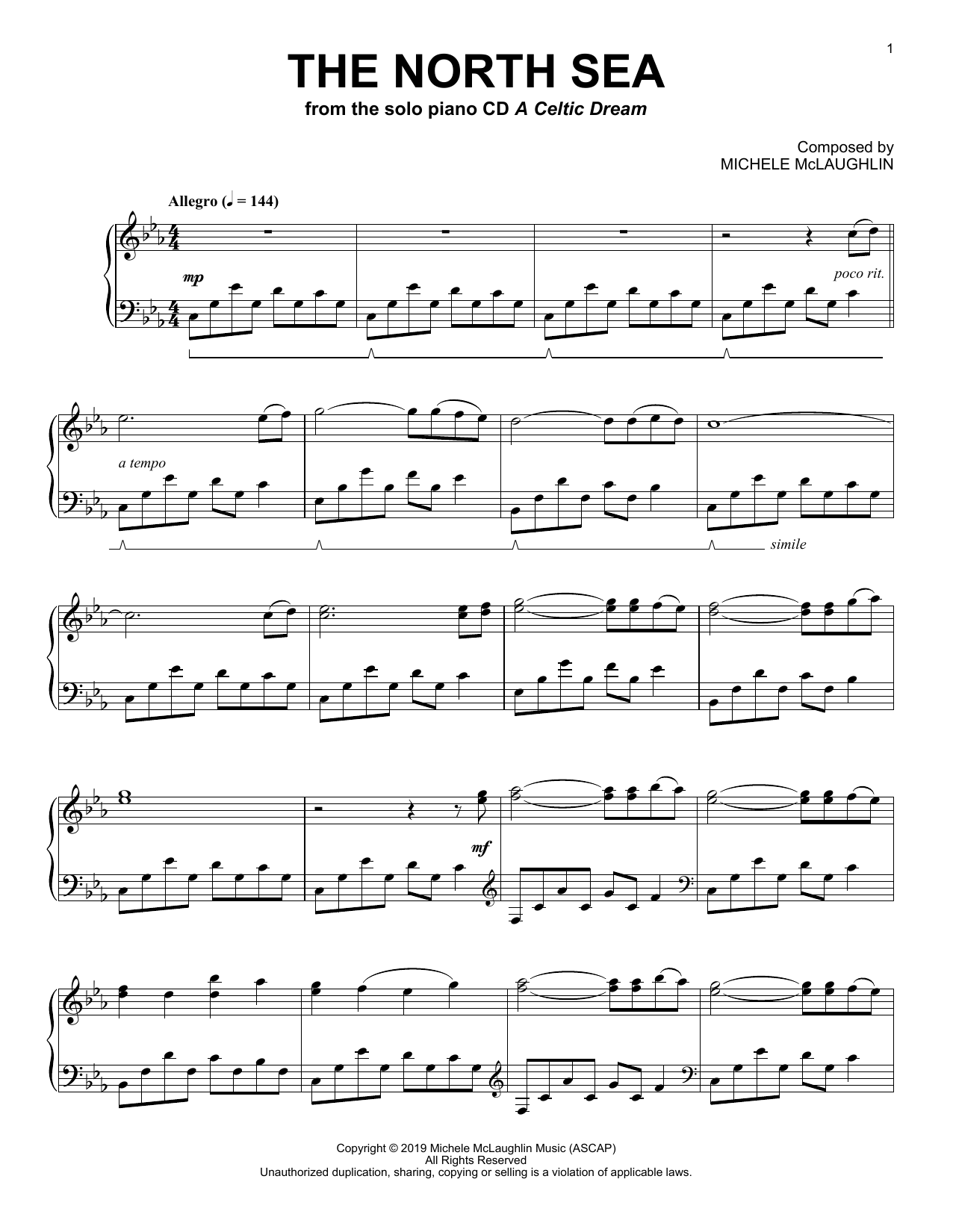 Learn to play Michele McLaughlin The North Sea sheet music for Piano Solo in minutes. Price: 6.9900$ Michele McLaughlin The North Sea sheet music notes and chords arranged for Piano Solo
