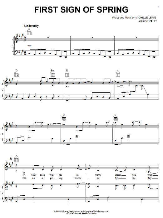 Michelle Lewis First Sign Of Spring sheet music notes and chords arranged for Piano, Vocal & Guitar Chords (Right-Hand Melody)