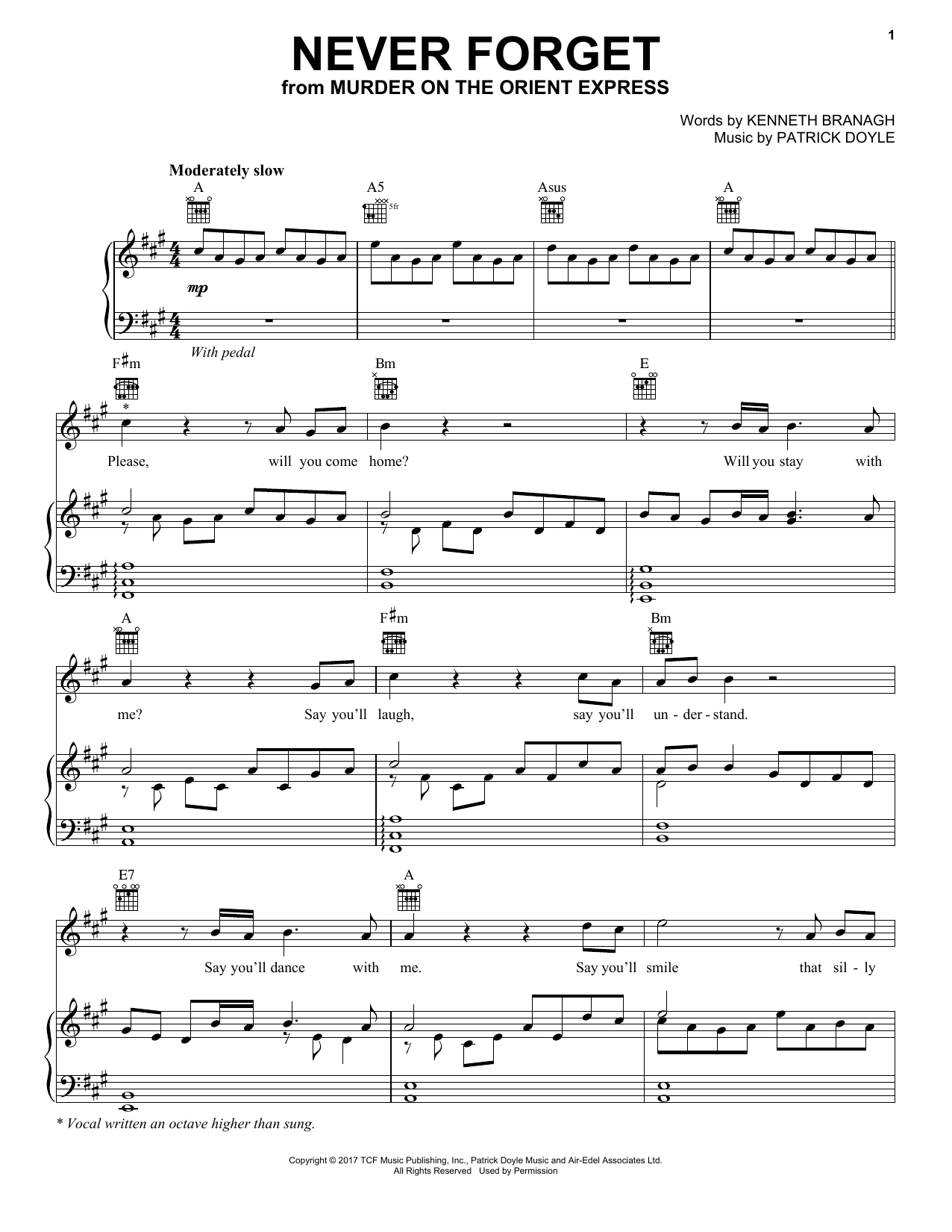 Michelle Pfeiffer Never Forget sheet music notes and chords. Download Printable PDF.