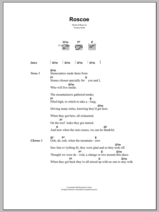 Midlake Roscoe sheet music notes and chords. Download Printable PDF.