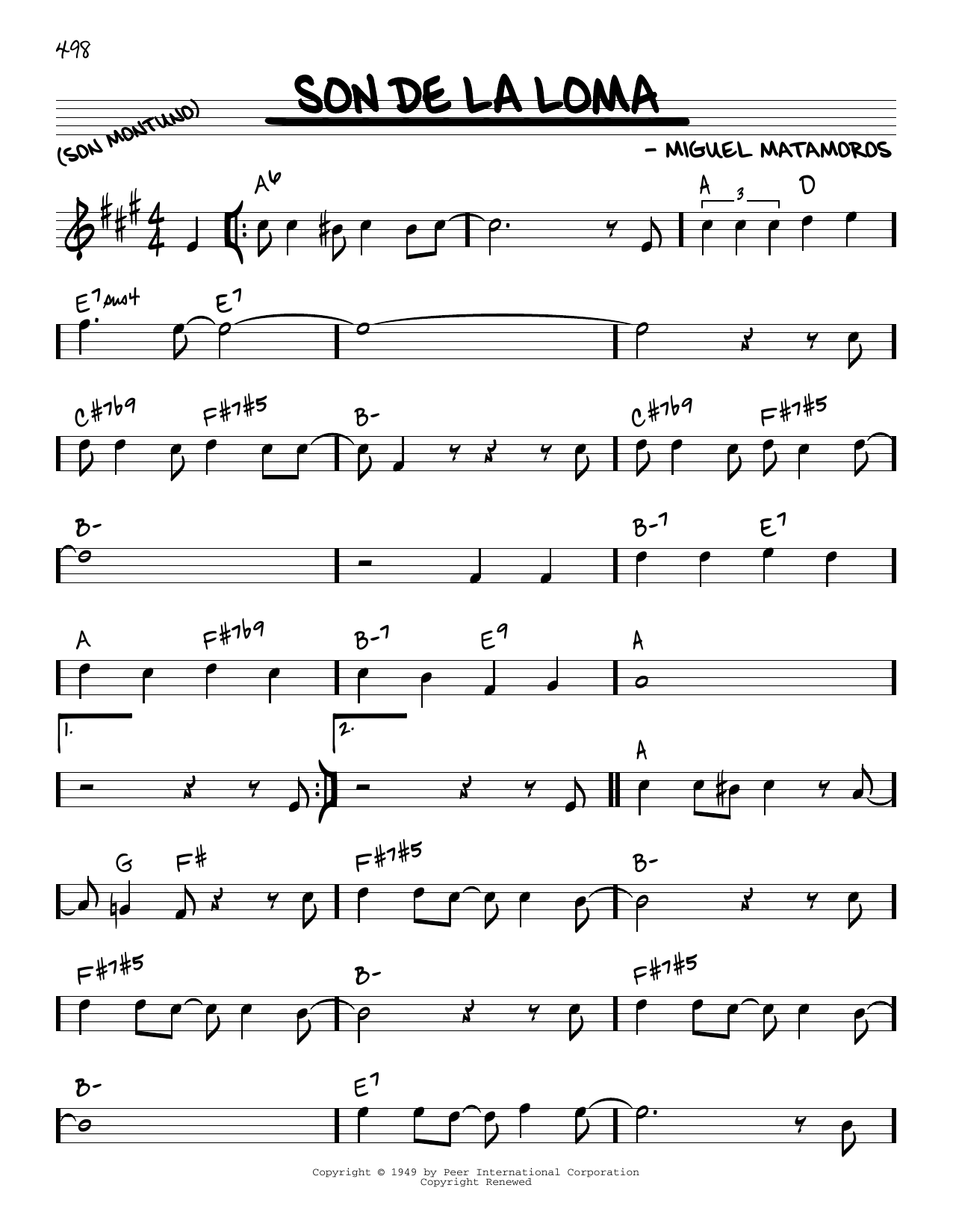 Miguel Matamoros Son De La Loma sheet music notes and chords. Download Printable PDF.