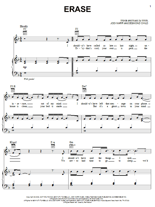 Learn to play Mika Erase sheet music for Piano, Vocal & Guitar Chords (Right-Hand Melody) in minutes. Price: 7.8900$ Mika Erase sheet music notes and chords arranged for Piano, Vocal & Guitar Chords (Right-Hand Melody)