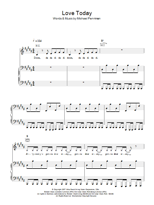 Learn to play Mika Love Today sheet music for Piano, Vocal & Guitar Chords in minutes. Price: 7.8900$ Mika Love Today sheet music notes and chords arranged for Piano, Vocal & Guitar Chords