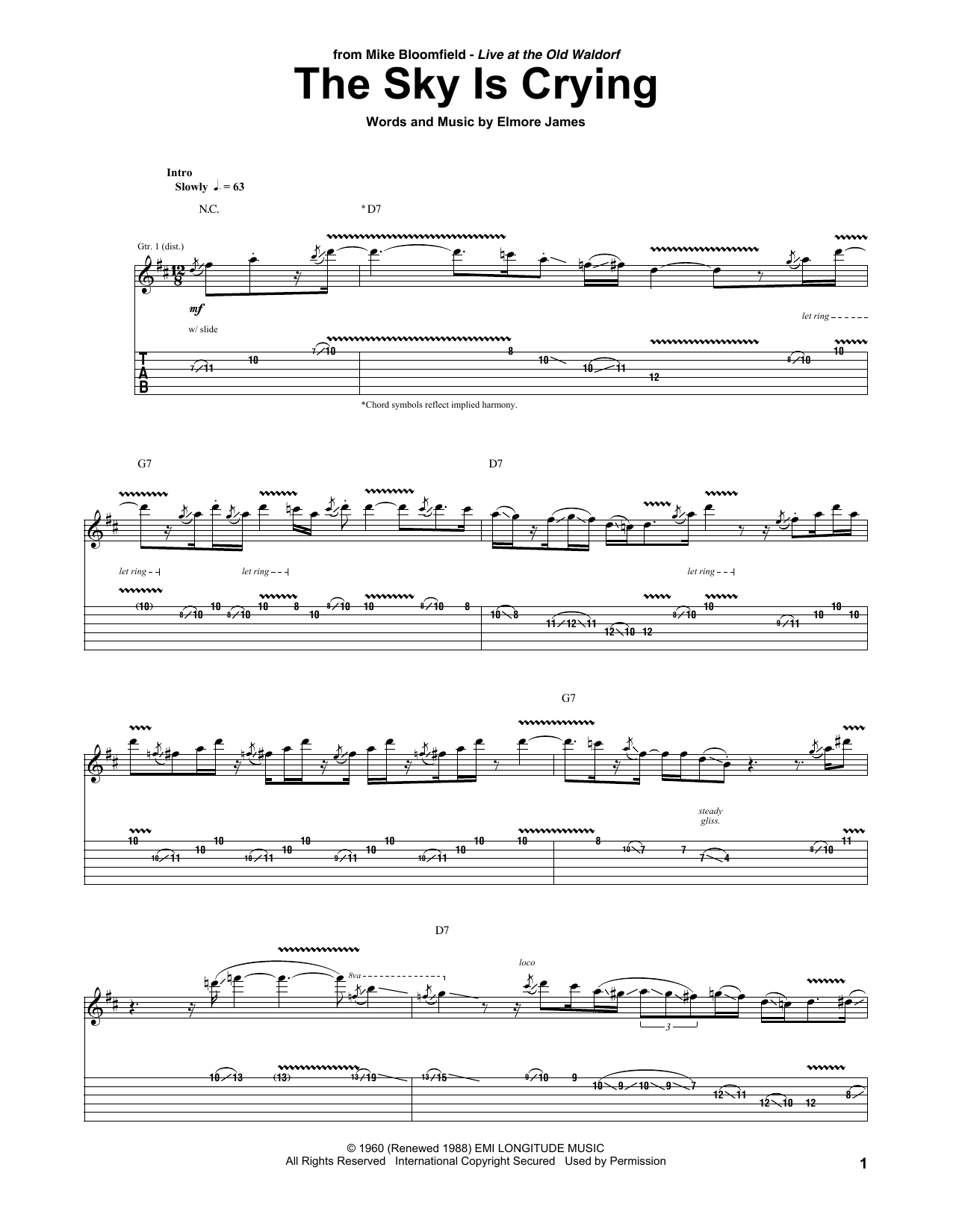 Learn to play Mike Bloomfield The Sky Is Crying sheet music for Guitar Tab in minutes. Price: 7.8900$ Mike Bloomfield The Sky Is Crying sheet music notes and chords arranged for Guitar Tab
