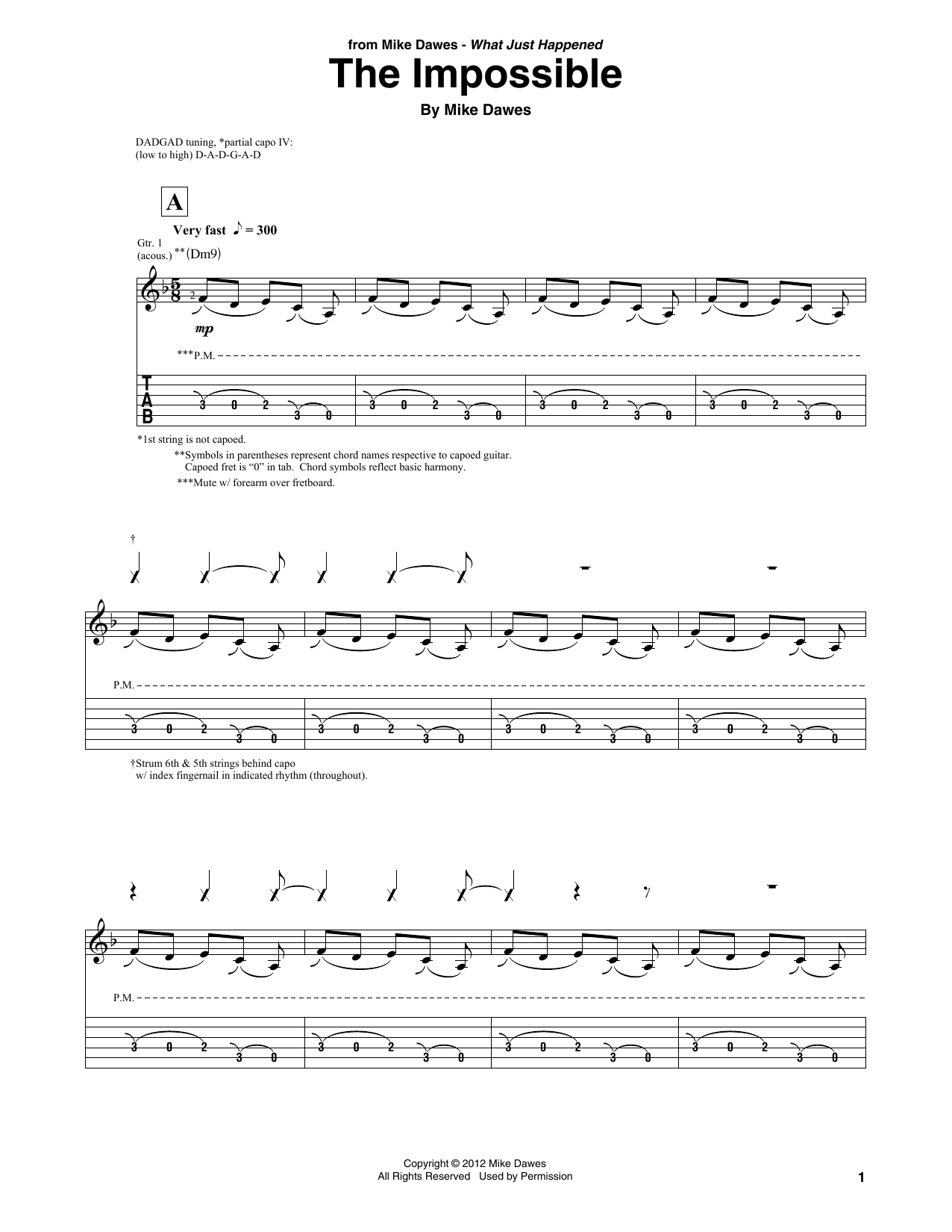 Mike Dawes The Impossible sheet music notes and chords. Download Printable PDF.