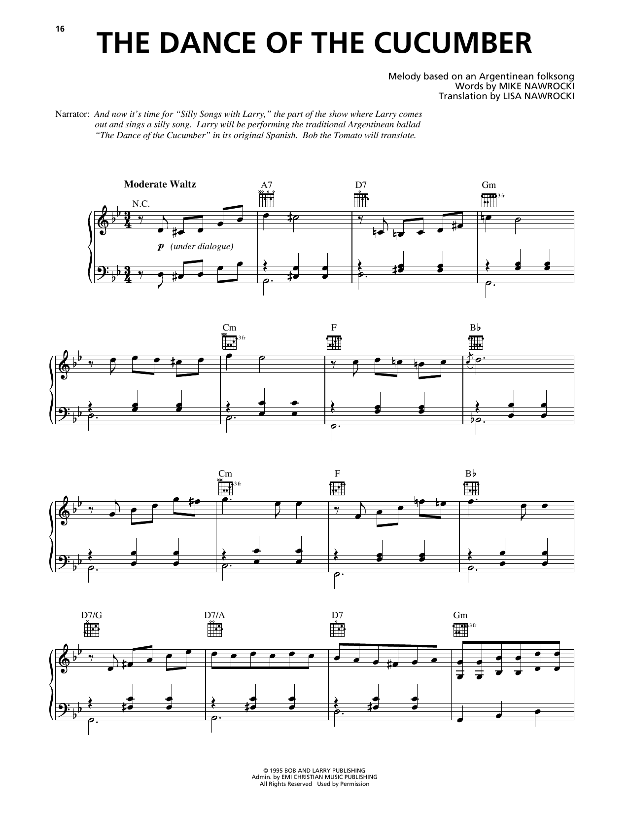 Mike Nawrocki The Dance Of The Cucumber (from VeggieTales) sheet music notes and chords. Download Printable PDF.