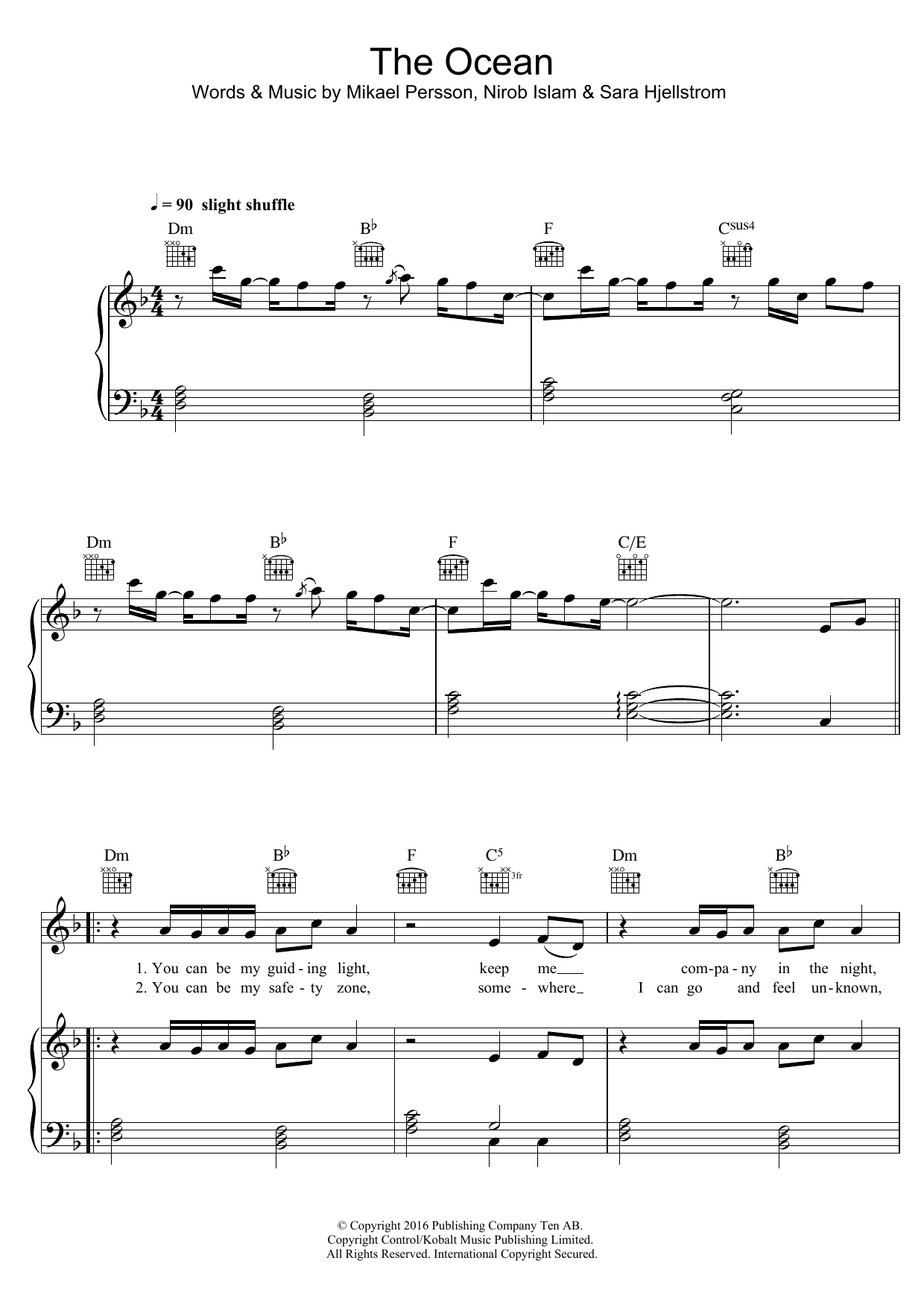 Mike Perry The Ocean (feat. Shy Martin) sheet music notes and chords arranged for Piano, Vocal & Guitar Chords