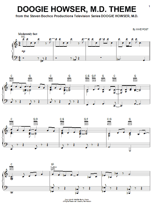 Learn to play Mike Post Doogie Howser, M.D. Theme sheet music for Piano Solo in minutes. Price: 7.8900$ Mike Post Doogie Howser, M.D. Theme sheet music notes and chords arranged for Piano Solo