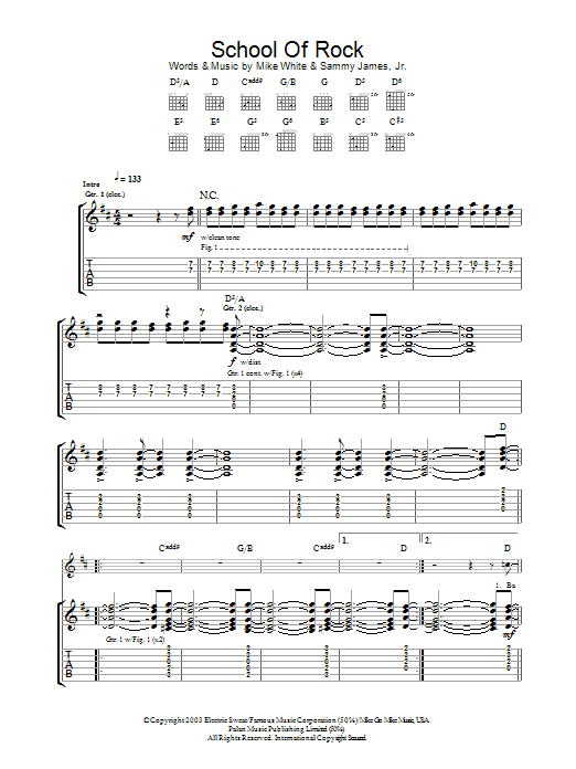 Mike White and Samuel Buonaugurio School Of Rock (from School of Rock: The Musical) sheet music notes and chords. Download Printable PDF.