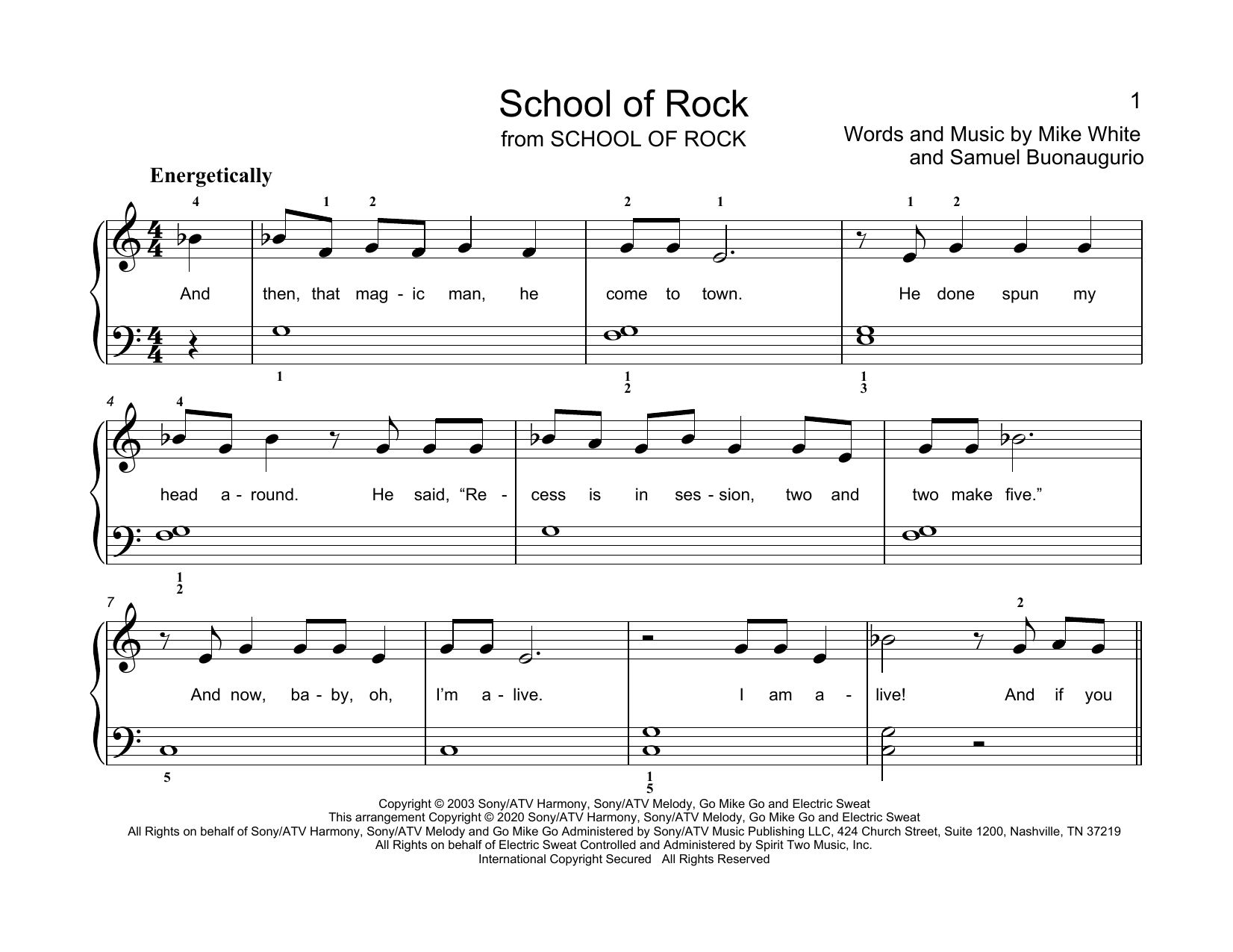 Learn to play Mike White & Samuel Buonaugurio School Of Rock (arr. Christopher Hussey) sheet music for Educational Piano in minutes. Price: 6.9900$ Mike White & Samuel Buonaugurio School Of Rock (arr. Christopher Hussey) sheet music notes and chords arranged for Educational Piano