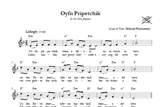 Learn to play Mikhael Warshawsky Oyfn Pripetchik (On The Fireplace) sheet music for Lead Sheet / Fake Book in minutes. Price: 5.9900$ Mikhael Warshawsky Oyfn Pripetchik (On The Fireplace) sheet music notes and chords arranged for Lead Sheet / Fake Book