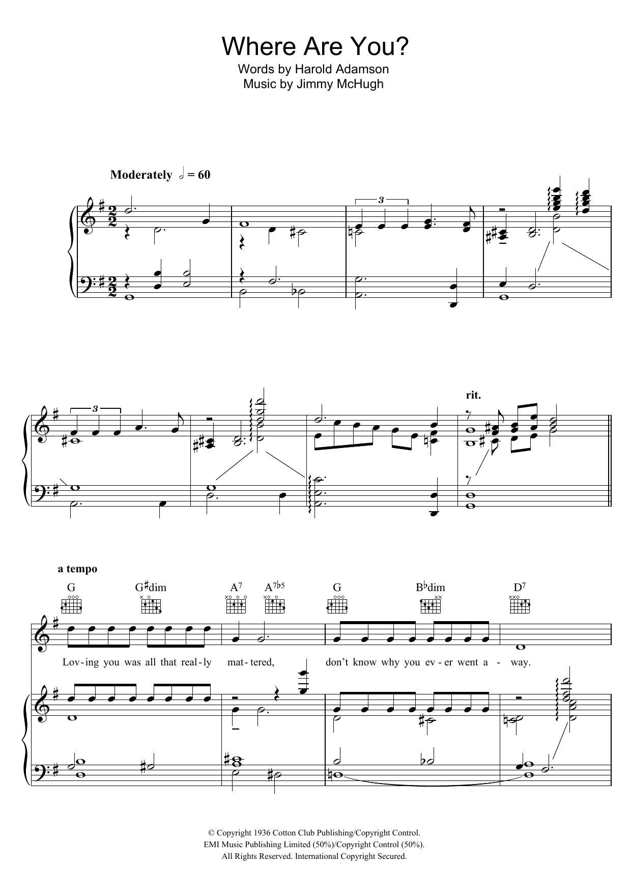 Learn to play Mildred Bailey Where Are You? sheet music for Piano, Vocal & Guitar Chords in minutes. Price: 7.8900$ Mildred Bailey Where Are You? sheet music notes and chords arranged for Piano, Vocal & Guitar Chords