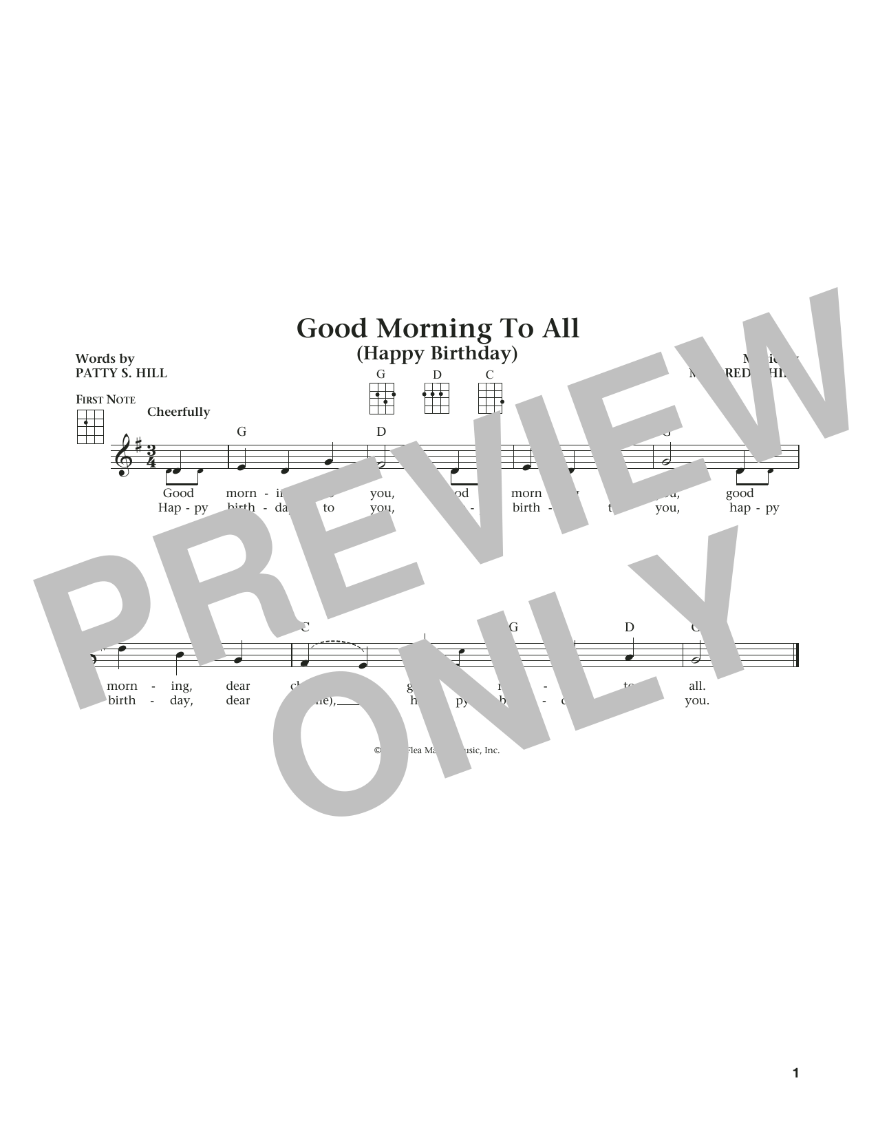 Learn to play Mildred J. Hill Good Morning To All (from The Daily Ukulele) (arr. Liz and Jim Beloff) sheet music for Ukulele in minutes. Price: 5.9900$ Mildred J. Hill Good Morning To All (from The Daily Ukulele) (arr. Liz and Jim Beloff) sheet music notes and chords arranged for Ukulele
