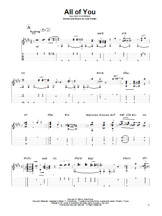 Miles Davis All Of You sheet music notes and chords arranged for Trumpet Transcription