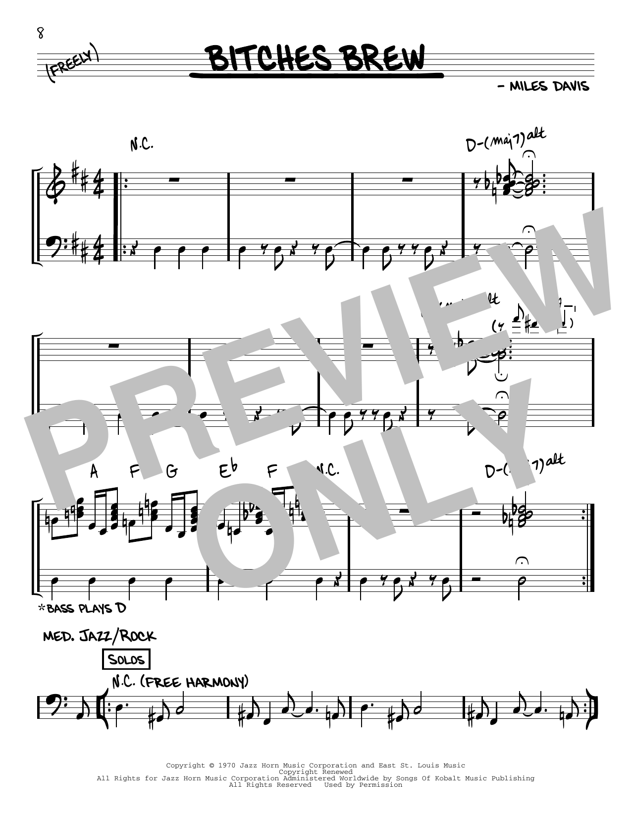 Learn to play Miles Davis Bitches Brew sheet music for Trumpet Transcription in minutes. Price: 6.9900$ Miles Davis Bitches Brew sheet music notes and chords arranged for Trumpet Transcription