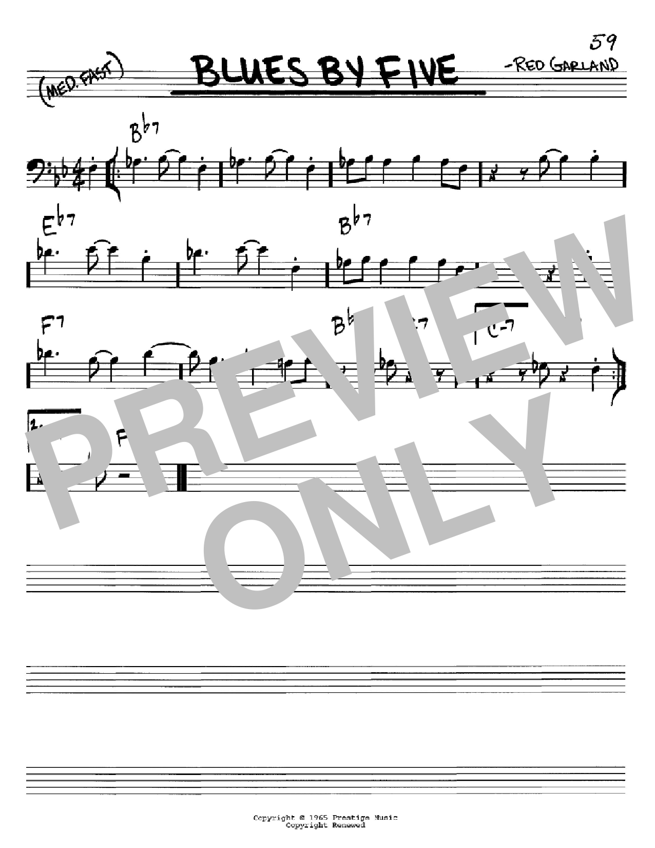 Miles Davis Blues By Five sheet music notes and chords. Download Printable PDF.