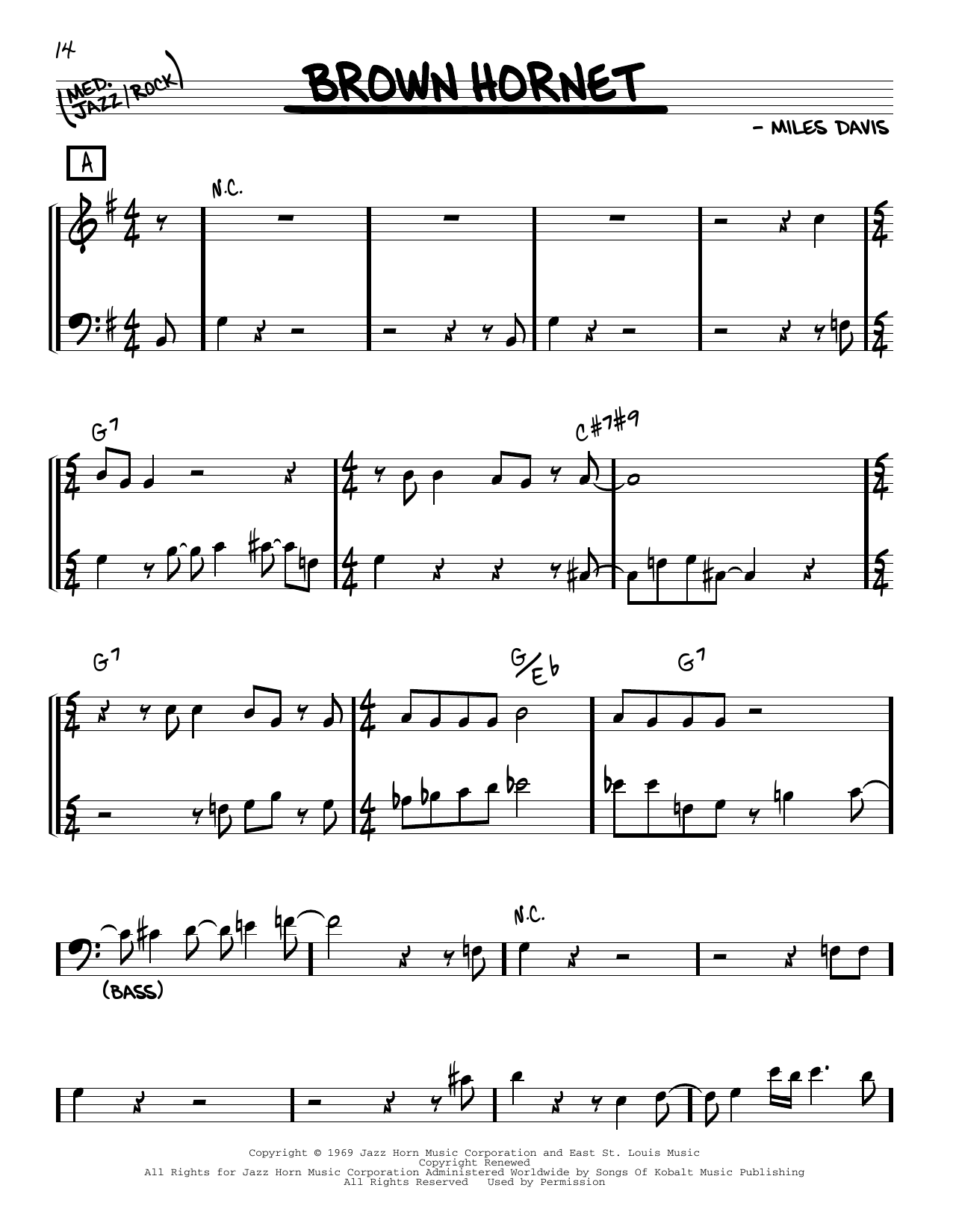 Learn to play Miles Davis Brown Hornet sheet music for Real Book – Melody & Chords in minutes. Price: 5.9900$ Miles Davis Brown Hornet sheet music notes and chords arranged for Real Book – Melody & Chords