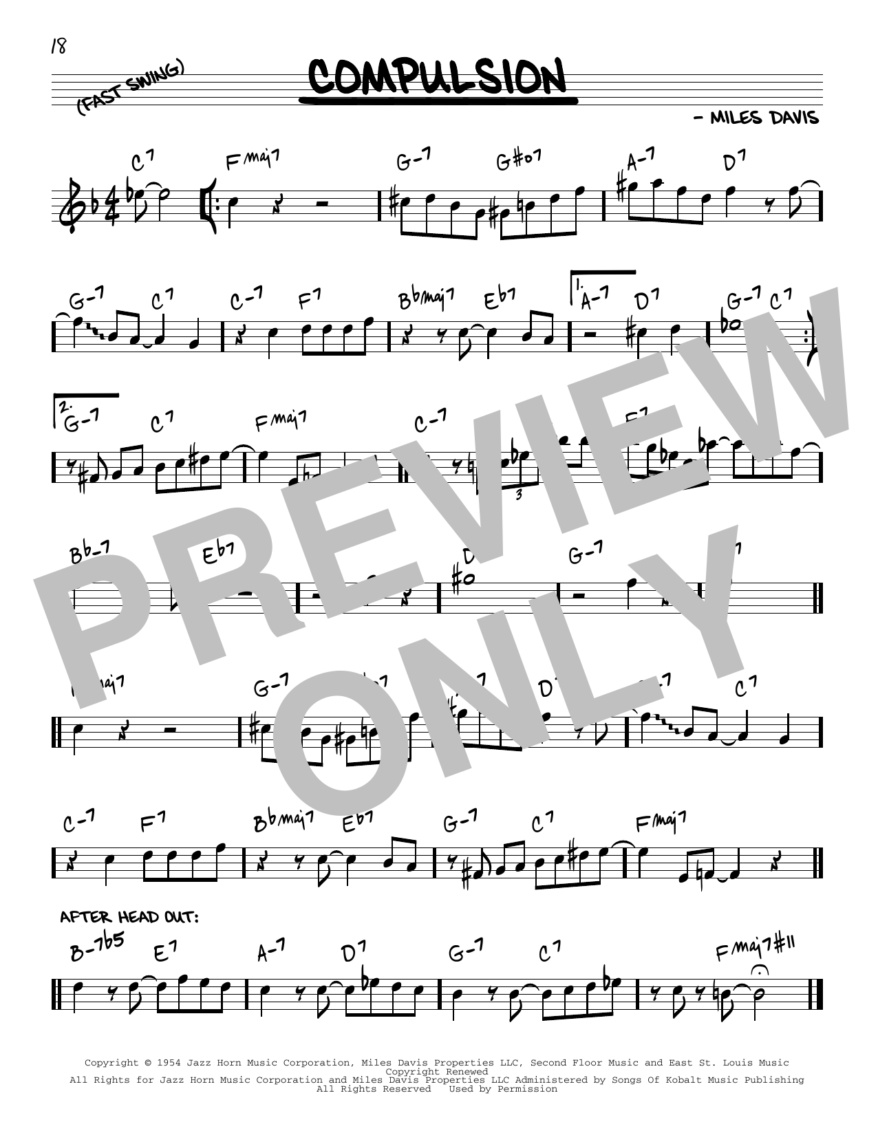 Learn to play Miles Davis Compulsion sheet music for Real Book – Melody & Chords in minutes. Price: 5.9900$ Miles Davis Compulsion sheet music notes and chords arranged for Real Book – Melody & Chords