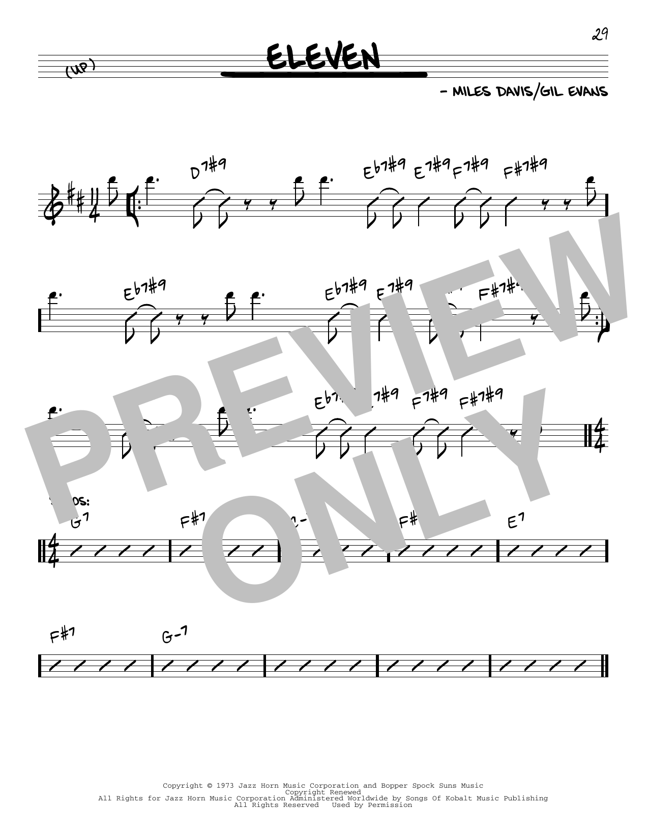 Learn to play Miles Davis Eleven sheet music for Real Book – Melody & Chords in minutes. Price: 5.9900$ Miles Davis Eleven sheet music notes and chords arranged for Real Book – Melody & Chords