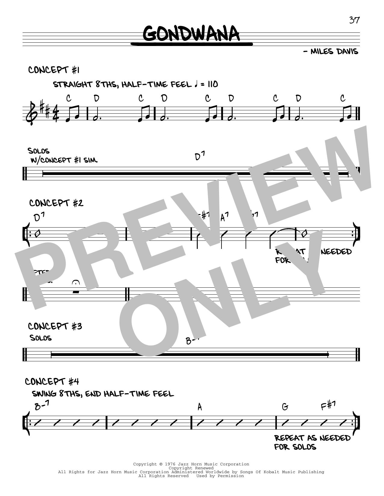 Learn to play Miles Davis Gondwana sheet music for Real Book – Melody & Chords in minutes. Price: 5.9900$ Miles Davis Gondwana sheet music notes and chords arranged for Real Book – Melody & Chords