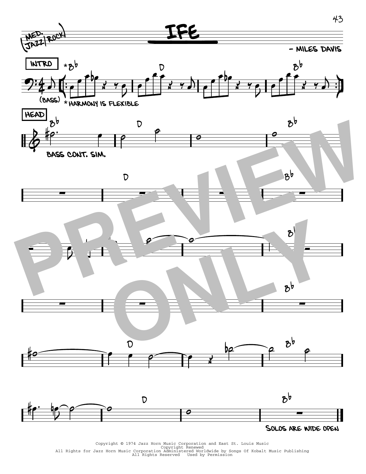 Learn to play Miles Davis Ife sheet music for Real Book – Melody & Chords in minutes. Price: 5.9900$ Miles Davis Ife sheet music notes and chords arranged for Real Book – Melody & Chords