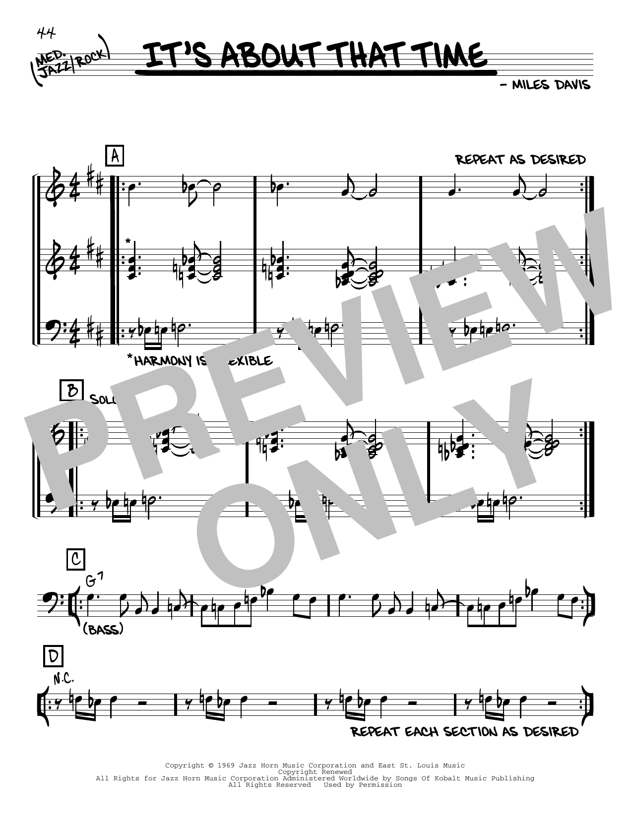 Learn to play Miles Davis It's About That Time sheet music for Real Book – Melody & Chords in minutes. Price: 5.9900$ Miles Davis It's About That Time sheet music notes and chords arranged for Real Book – Melody & Chords