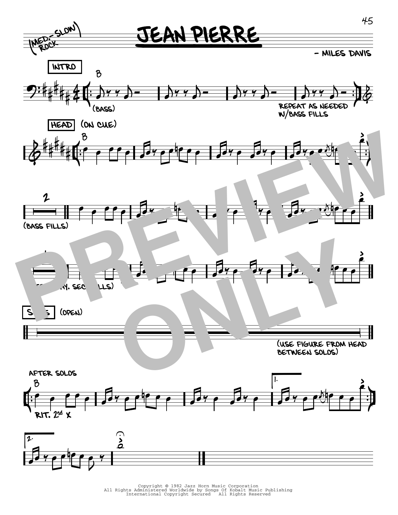 Learn to play Miles Davis Jean Pierre sheet music for Real Book – Melody & Chords in minutes. Price: 5.9900$ Miles Davis Jean Pierre sheet music notes and chords arranged for Real Book – Melody & Chords