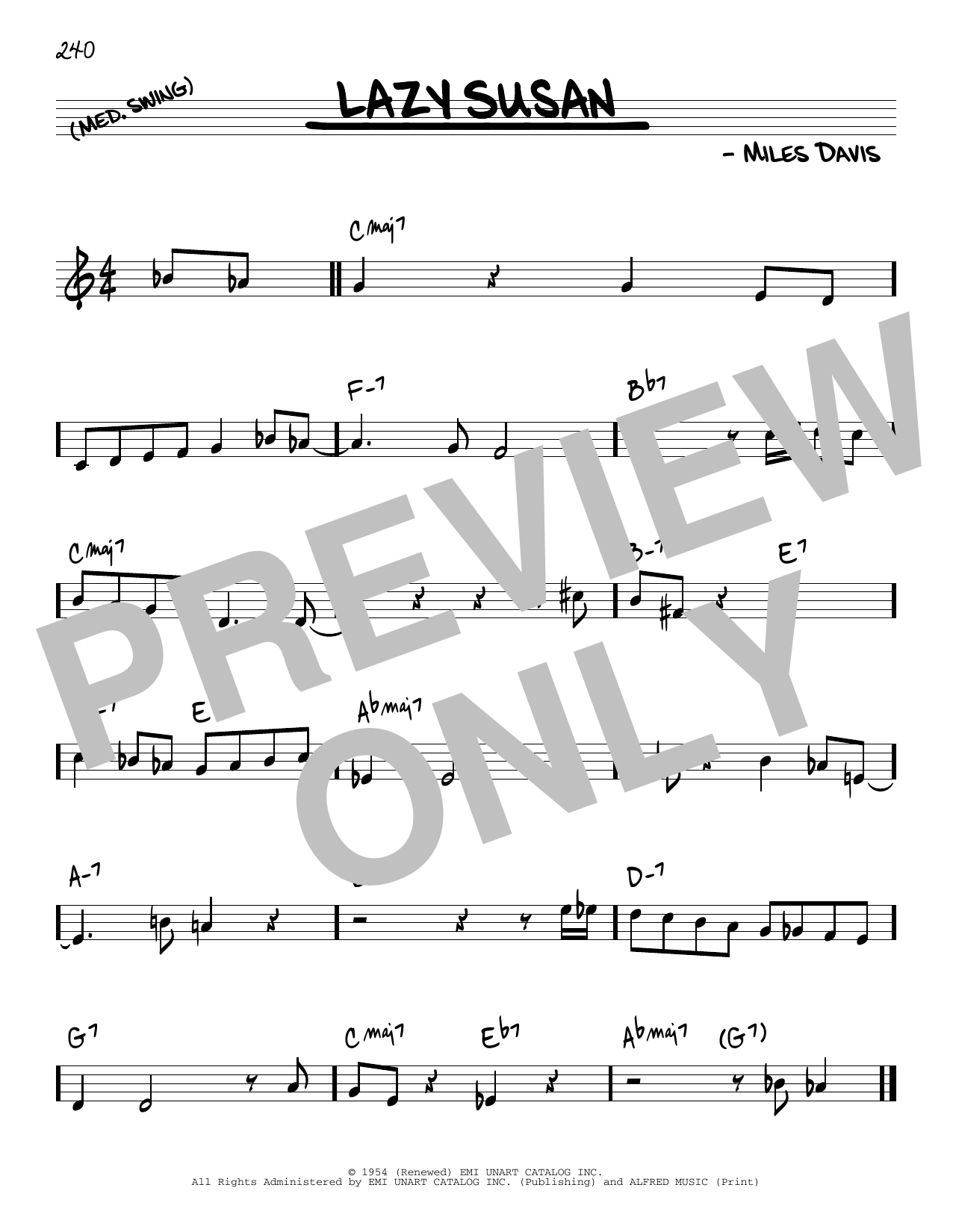 Learn to play Miles Davis Lazy Susan sheet music for Real Book – Melody & Chords in minutes. Price: 5.9900$ Miles Davis Lazy Susan sheet music notes and chords arranged for Real Book – Melody & Chords
