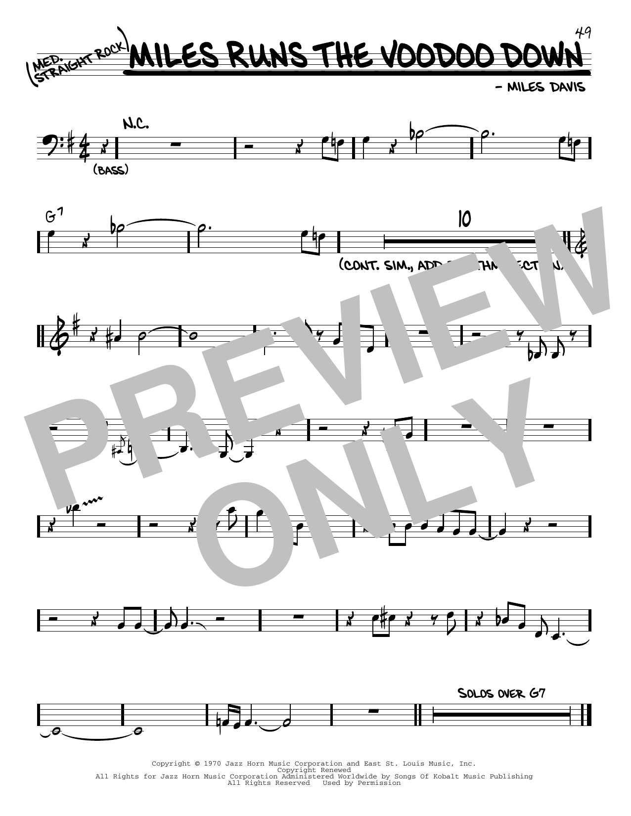 Learn to play Miles Davis Miles Runs The Voodoo Down sheet music for Trumpet Transcription in minutes. Price: 6.9900$ Miles Davis Miles Runs The Voodoo Down sheet music notes and chords arranged for Trumpet Transcription